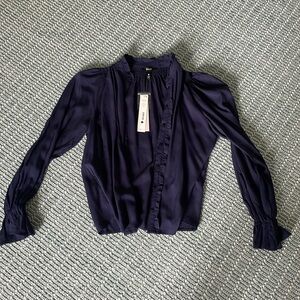 Women’s navy blue button up blouse size small